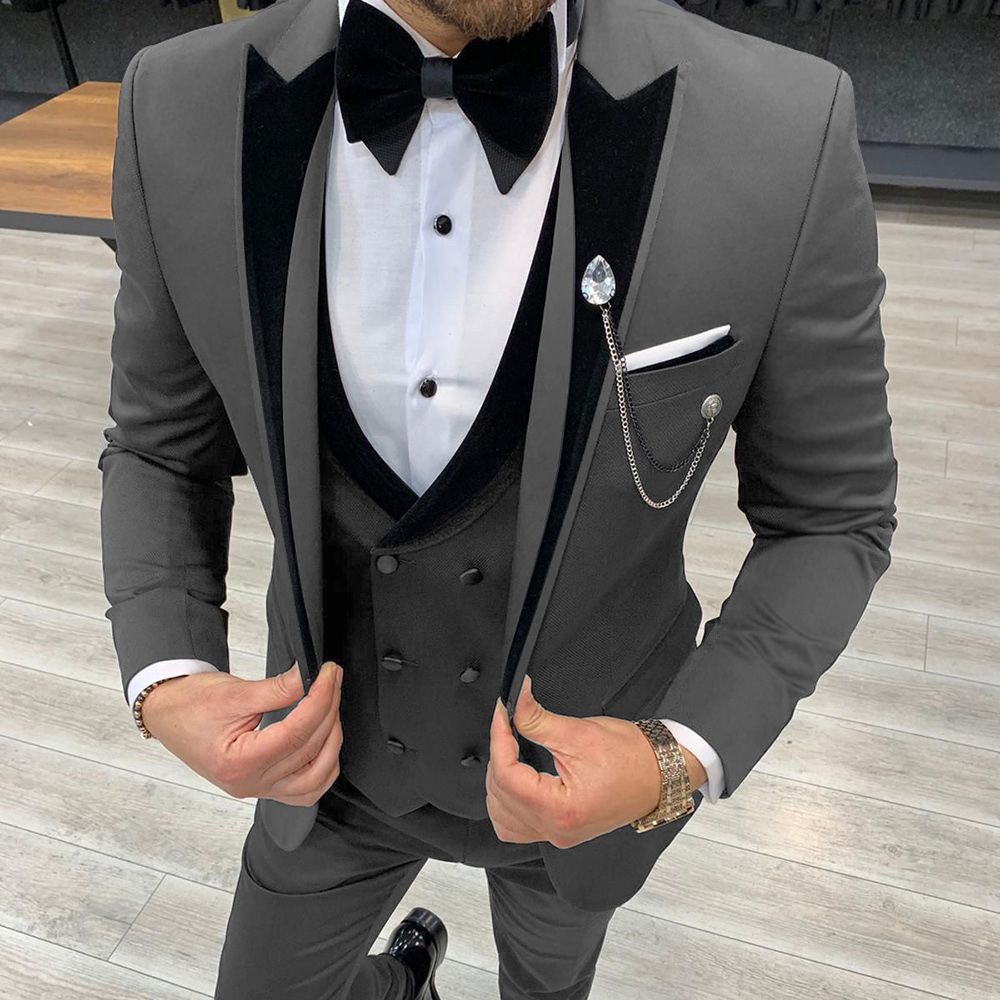 Slim Fit Mens suits for Wedding 3 Pieces Male Suit Jacket Casual Office Business Formal Groom Tuxedo (Blazer+Vest+Pants)